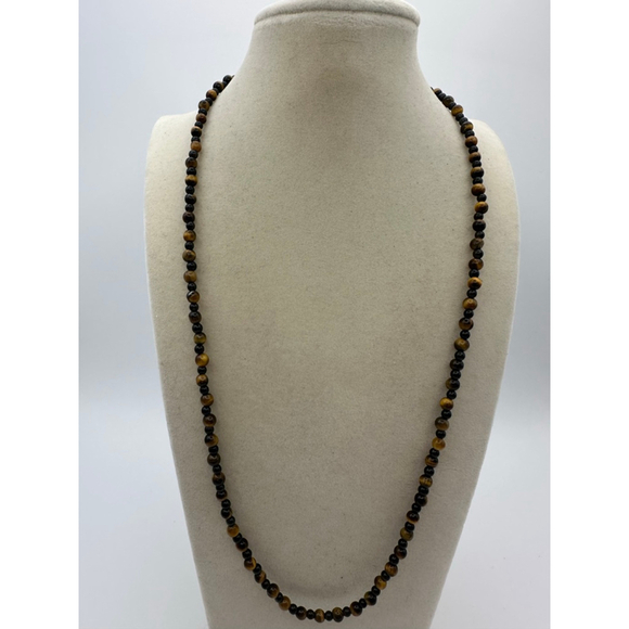 Handmade Tiger Eye and Onyx Beaded Necklace - Picture 1 of 6